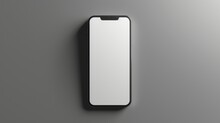 Smartphone Mockup With Blank Empty Screen On Solid Gray Gradient Color Backgroound