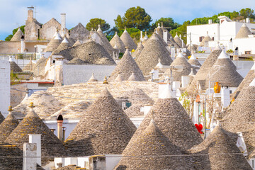 Sticker - Famous Trulli Houses during a Sunny Day in Alberobello, Puglia, Italy