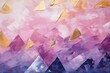 カラフルな抽象油絵背景バナー。ピンクと紫と金色の三角を使ったデザイン