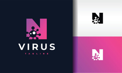 Canvas Print - letter N virus logo