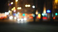 Night City Street With Vehicles And Automotive Lighting Blur