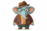 Fototapeta Dinusie - sweet and wise mr omar an elephant teacher with glasses