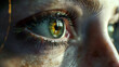 Close-up of the eye of a beautiful girl with green eyes