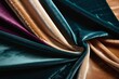 Elegant folds of satin fabric in rich tones of teal, beige, and burgundy, luxury and texture background. Ideal for fashion, decor, and textile concepts. generative ai