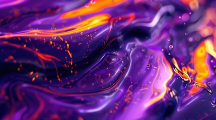 Poster - Floating purple-orange paint. Abstract background or screensaver. AI generative.