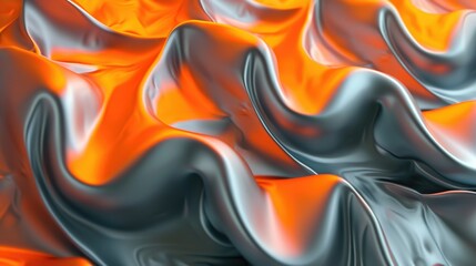 Poster - Background or screensaver made of gray-orange wave figures. AI generative.