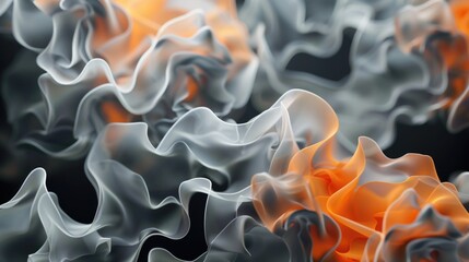 Poster - Background or screensaver made of gray-orange wave figures. AI generative.