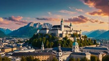Beautiful View Of Salzburg Austria, Summer