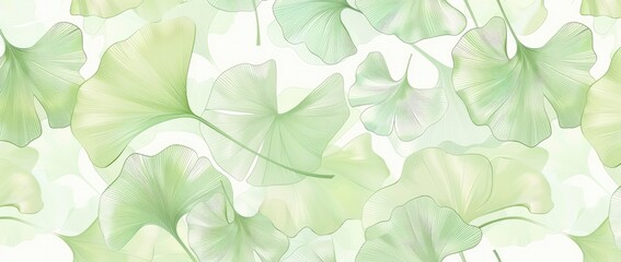 ginkgo leaf pattern with a light green background