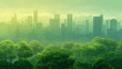 green city landscape background illustration, low carbon sustainable city conceptual. 