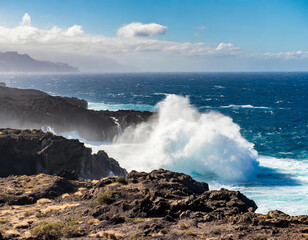 Poster - big sea wave on the north coast of gran canaria