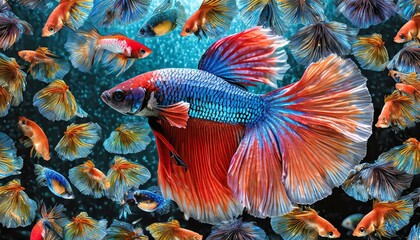 Wallpapers texting Betta fish blue color back background