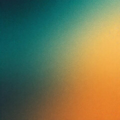 Wall Mural - Teal orange yellow blue dark grainy color gradient background retro noise texture effect web banner header backdrop design