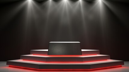 Poster - Three tiered 3d podium with spotlights