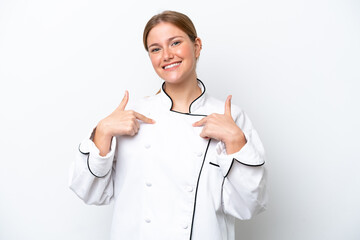 Wall Mural - Young chef woman isolated on white background with surprise facial expression