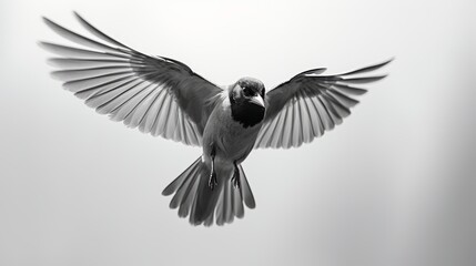 Wall Mural - A closeup of a monochrome bird in flight