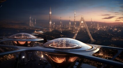 Wall Mural - A futuristic space station observation deck for breathtaking cosmic views