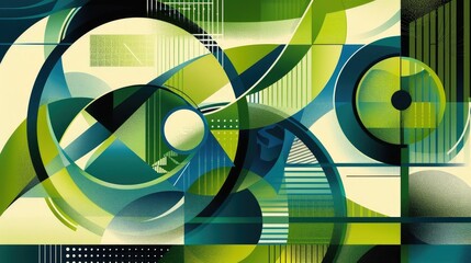 Poster - Harmonious Geometric Abstraction with Flowing Organic Shapes and Earthy Color Palette