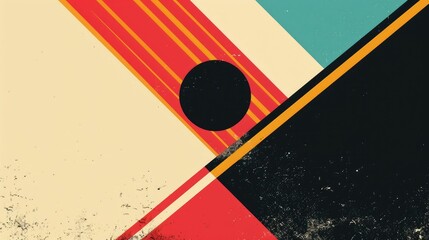 Poster - Minimalist Graphic Design with Lone Circle Angled Triangles and Crisp Line Segments in Vibrant Electrifying Color Scheme