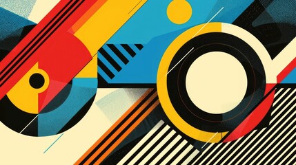 Poster - Vibrant and Dynamic Geometric Graphic Design with Spinning Circles and Intersecting Triangles