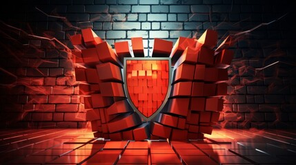 Wall Mural - Firewall protecting against cyberattacks