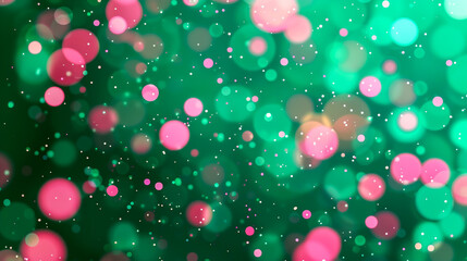 Wall Mural - pink dots on green background. banner design. abstract background with copy space.