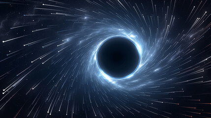 Wall Mural - a black hole with a glowing constellation revolves around a black hole in the universe