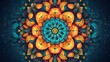 A vibrant mandala with intricate geometric patterns