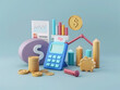 © Khritthithat - 3D-rendered finance and business icons set, minimalist style, space for text