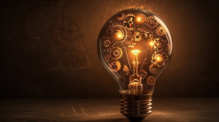Poster - Innovation: A lightbulb with gears and cogs