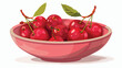 With trumpet cherry fruit in a cartoon bowl Flat vector