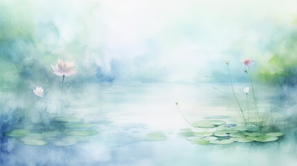 Wall Mural - Soft watercolor texture resembling a tranquil pond