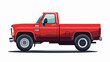 Cartoon red pickup truck mascot flat vector isolated on