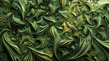 Ornate Green Abstract Swirls Background