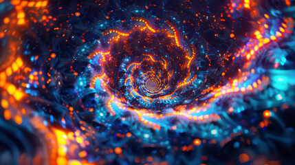 Fototapete - Vibrant abstract image depicting a cosmic vortex with dynamic light particles