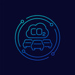 carbon emissions from cars icon, linear design