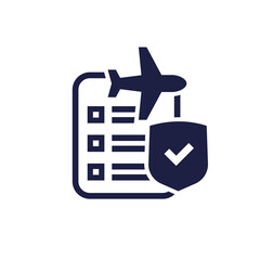 Sticker - Travel insurance icon with airplane and shield