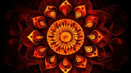 Sticker - An abstract mandala with a fiery color palette