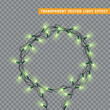 Christmas decorative light garlands. New Year's decor circular ring wreath. Realistic Xmas holiday decoration. vector illustration