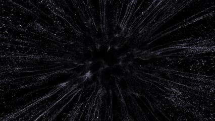 Poster - 4k Silver Particles Explosion. Motion Background. Colorful glitter particle. Isolated on black. Animated Overlay.