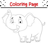 Fototapeta Psy - Happy Elephant coloring page. Cute Animal coloring book for children