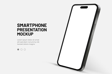 Aufkleber - 3D realistic high quality smartphone mockup with isolated background. Smart phone mockup collection. Device front view. 3D mobile phone with shadow on white background.
