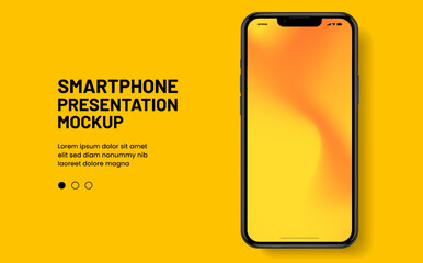 Leinwandbilder - 3D realistic high quality smartphone mockup with isolated background. Smart phone mockup collection. Device front view. 3D mobile phone with shadow on white background.