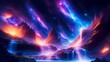 Galactic waterfalls falling from the heavens on a fantasy planet. An image of the power and magnificence of a natural phenomenon in a distant galaxy. Creative, AI Generated