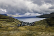 Beautiful dramatic scenery from Faroe Islands, Kvívík in Streymoy, Northern Europe, dramatic view from the mountain