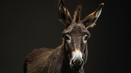 Wall Mural - a close-up of a donkey against a dark background