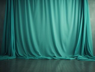 Wall Mural - Teal soft chiffon texture background with blank copy space design photo backdrop