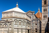 Fototapeta Paryż - Florence, Italy - July 15, 2023: Cathedral of Santa Maria del Fiore (Duomo di Firenze). Florence the capital city of Tuscany region, Italy. The basilica is one of Italys largest churches