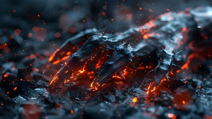 Poster - Fiery Obsidian Claws A Mesmerizing Abstract Textural Masterpiece