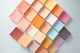 Fototapeta Sport - Abstract paper craft background in a square shape with pastel color palette. Wallpaper from pastel multicolor sticky notepads isolated on simple background. Generative AI.